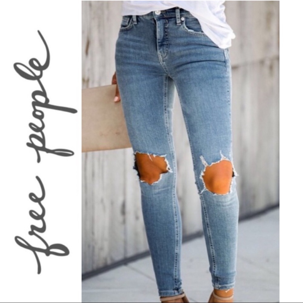 Free People Ripped High Waist Skinny - Size 30
